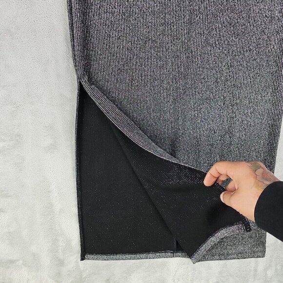 Old Navy Midi Skirt Womens S Metallic Silver Side Slit Elastic Waist Party NWT - Picture 5 of 8